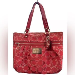 Coach Poppy Red/Pink Tote Bag
